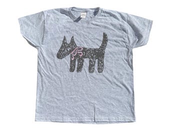 Oh Rats! Screen printed scruffy dog grey tee, baby tee, cute, gifts, dog gift, pet gift, funky, quirky t-shirt, unique, puppy,