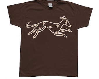 Oh Rats! Screen printed star dog brown t-shirt, animal Tee, cute, personalised gifts, dog gift, pet gift, quirky, unique, for her,