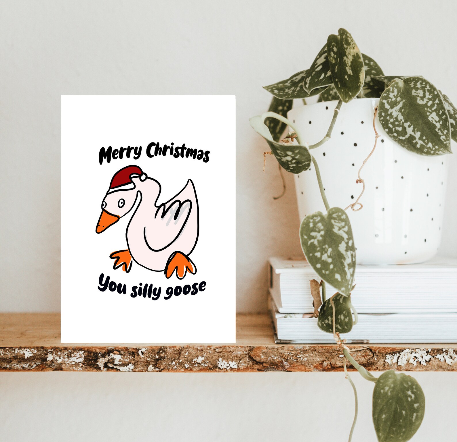 Merry Christmas You Silly Goose Animal Card Christmas Card Etsy