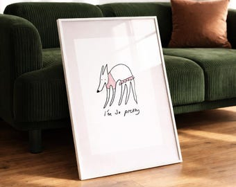 I'm So Pretty' Tutu Dog Print, a6, a5, a4, a3, dog illustration, quirky wall art, poster, sighthound, home decor