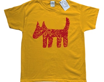 Oh Rats! Screen printed scruffy dog yellow tee, baby tee, cute, gifts, dog gift, pet gift, funky, quirky t-shirt, unique, puppy,