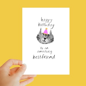 joyeux anniversaire à un incroyable meilleur ami, carte de chat, cadeau du meilleur ami, cadeau de chat, carte d'anniversaire de chat, drôle, unique, mignon, cadeau