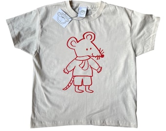 Oh Rats! Screen printed beige rat boy tee, rat tee, cute, gifts, rat gift, pet gift, heart, quirky t-shirt
