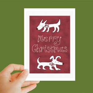 Buon Natale biglietto per cane rosso e bianco, biglietto di Natale divertente, biglietto carino, biglietto di Natale, biglietto di Natale, biglietto di Natale carino, biglietto per cane carino