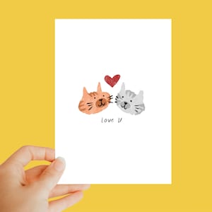 Ik hou van kat, kattenkaart, kattencadeau, kattencadeau, kattenverjaardagskaart, grappig, uniek, schattig, cadeau