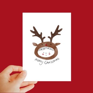 Biglietto di auguri di Natale con renne, simpatico biglietto di Natale eccentrico, biglietto festivo, renne, grazioso biglietto di Natale, divertente biglietto di Natale