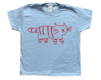 Oh Rats! Screen printed tiger baby blue tee, baby tee, cute, gifts, cat gift, pet gift, funky, quirky t-shirt, unique, tiger,