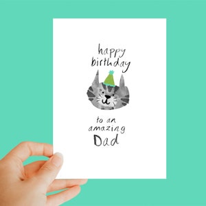 buon compleanno a un papà fantastico, biglietto gatto, regalo di compleanno gatto, regalo papà, regalo gatto, biglietto di compleanno gatto, divertente, unico, carino, regalo