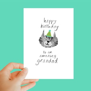 joyeux anniversaire à un grand-père extraordinaire, carte de chat, cadeau d'anniversaire de chat, cadeau de grand-père, cadeau de chat, carte d'anniversaire de chat, drôle, unique, mignon, cadeau