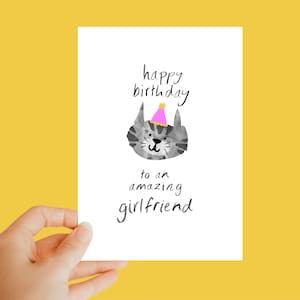 joyeux anniversaire à une petite amie incroyable, carte de chat, cadeau d'anniversaire de chat, cadeau de petite amie, cadeau de chat, carte d'anniversaire de chat, drôle, unique, mignon, cadeau