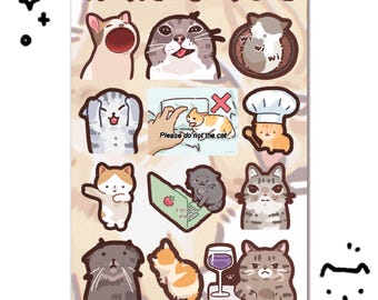 Meme Cats 2 Sticker Sheet | Cute Funny Gift Stationery Journaling Scrapbooking Planner Vinyl