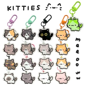 Porte-clés chat minou | Modèles Races Tortie Tuxedo Tabby Siamois Calico Chauve