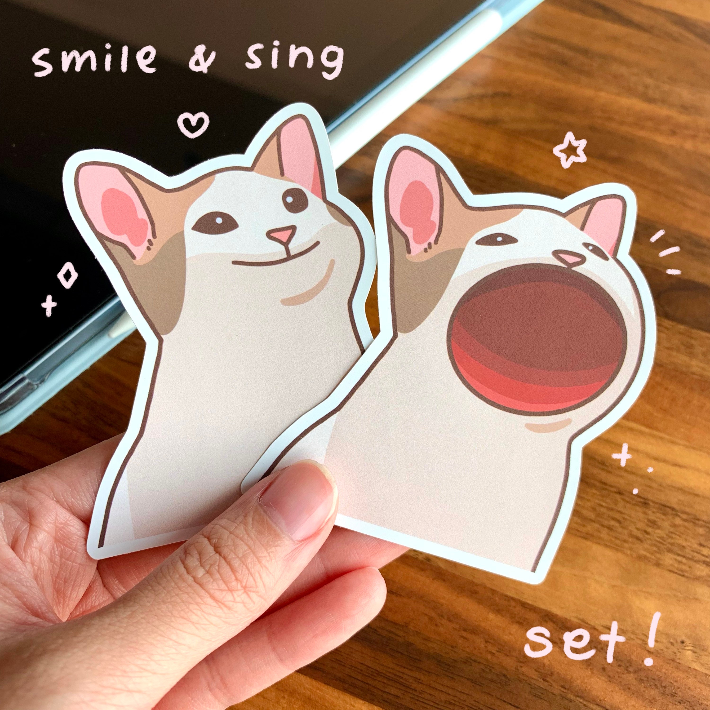 Pop Cat Sticker Sheet Cute Cat Meme Funny Stationery Eco 