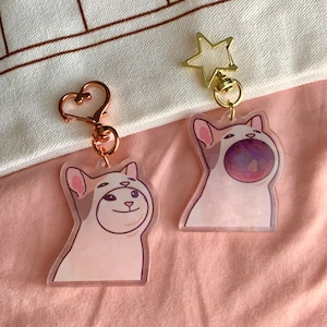 Pop Cat Meme Holographic Acrylic Keychains
