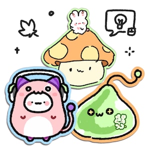 MapleStory Vinyl Aufkleber | Slime Pilz Bohne Bunny | Nettes Geschenk für Maple Story Fans