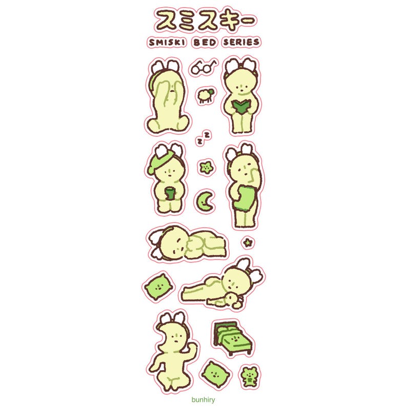 Smiski Sticker Sheets | Cute Funny Gift Stationery Journaling Scrapbooking Planner Vinyl Bed