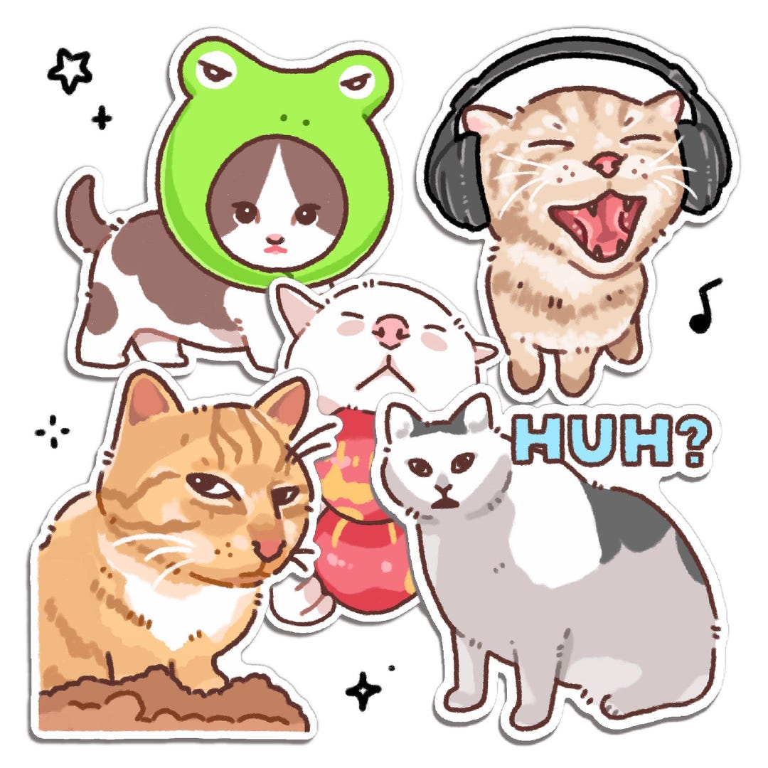 Meme Cat Stickers | Funny Cute Gifts for Kitty Lovers - Etsy