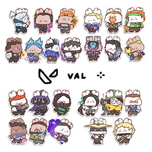 Valorant Agents Bunny Vinyl Stickers | Jett Reyna Raze Phoenix Neon Yoru Sova Breach Skye Sage Killjoy Omen Viper Gekko Chamber Cypher Fade