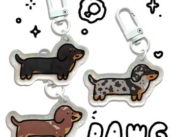 Weenie Dog Keychains | Wiener Dogs Mini Dachshund Charms | Cute Gift for Dog Loverse