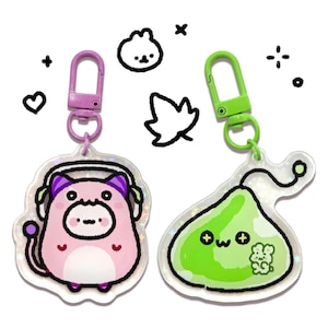 MapleStory Acryl Schlüsselanhänger | Slime Bohne Bunny | Nettes Geschenk für Maple Story Fans
