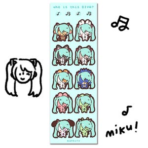 Miku Diva Sticker Sheet | Cute Funny Gift Stationery Journaling Scrapbooking Planner Vinyl