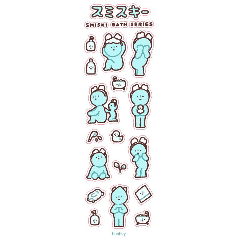 Smiski Sticker Sheets | Cute Funny Gift Stationery Journaling Scrapbooking Planner Vinyl Bath