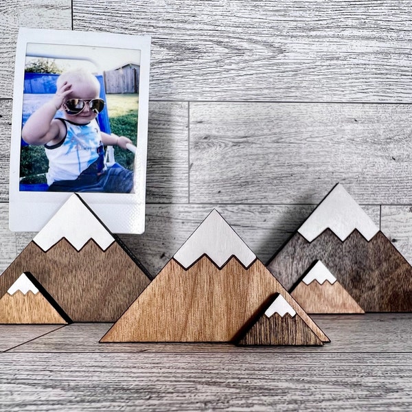 Mini porte-photos Polaroid Mountain | Ensemble de 3 cadres photo Polaroid | Cadre Polaroid peint à la main | Décoration du nord-ouest du Pacifique | Décoration de cabine