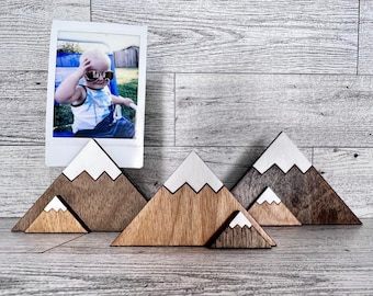 Mountain Mini Polaroid Photo Holders | Polaroid Photo Frame Set of 3 | Hand-painted Polaroid Frame | Pacific Northwest Decor | Cabin Decor