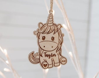 Unicorn Custom Wood Ornament | Unicorn Tag | Unicorn Stocking Tag