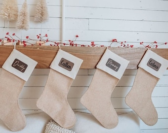 Natural Jute Burlap Customized Christmas Stocking | Farmhouse Stocking