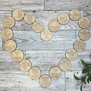 Personalized Date Night Token Jar | Engraved Wood Tokens, Couples Gift
