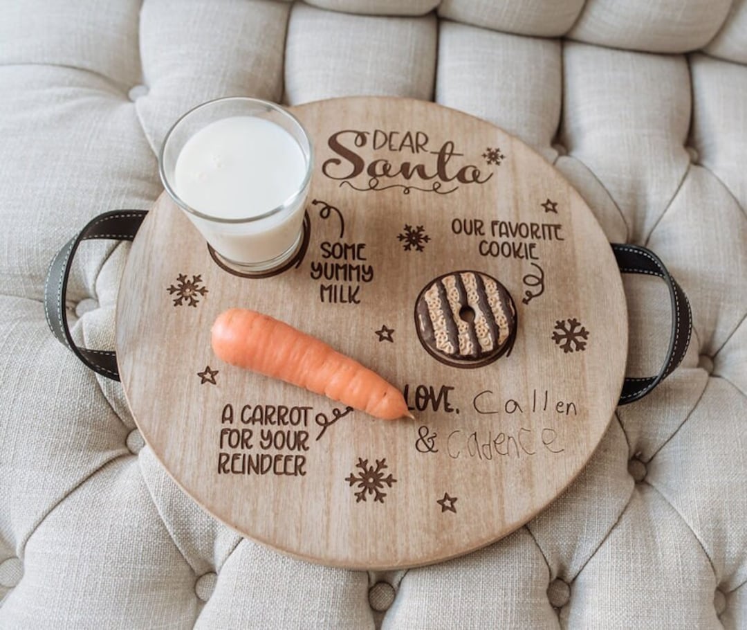 Santa Cookies and Milk Tray Personalized Santa Cookie Tray Rustic Santa Tray 2023 Santa Cookie