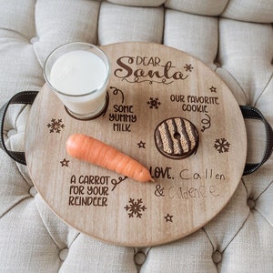 Santa Cookies and Milk Tray | Personalized Santa Cookie Tray | Rustic Santa Tray | 2024 Santa Cookie Tray
