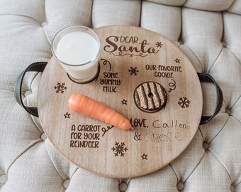 Santa Cookies and Milk Tray | Personalized Santa Cookie Tray | Rustic Santa Tray | 2023 Santa Cookie Tray