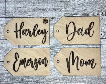 Personalized Wood Stocking Tags | Wood Gift Tag | Wood Ornament