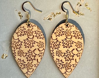 Falling Leaves Wood Earrings | Nickel-free Wood Earrings