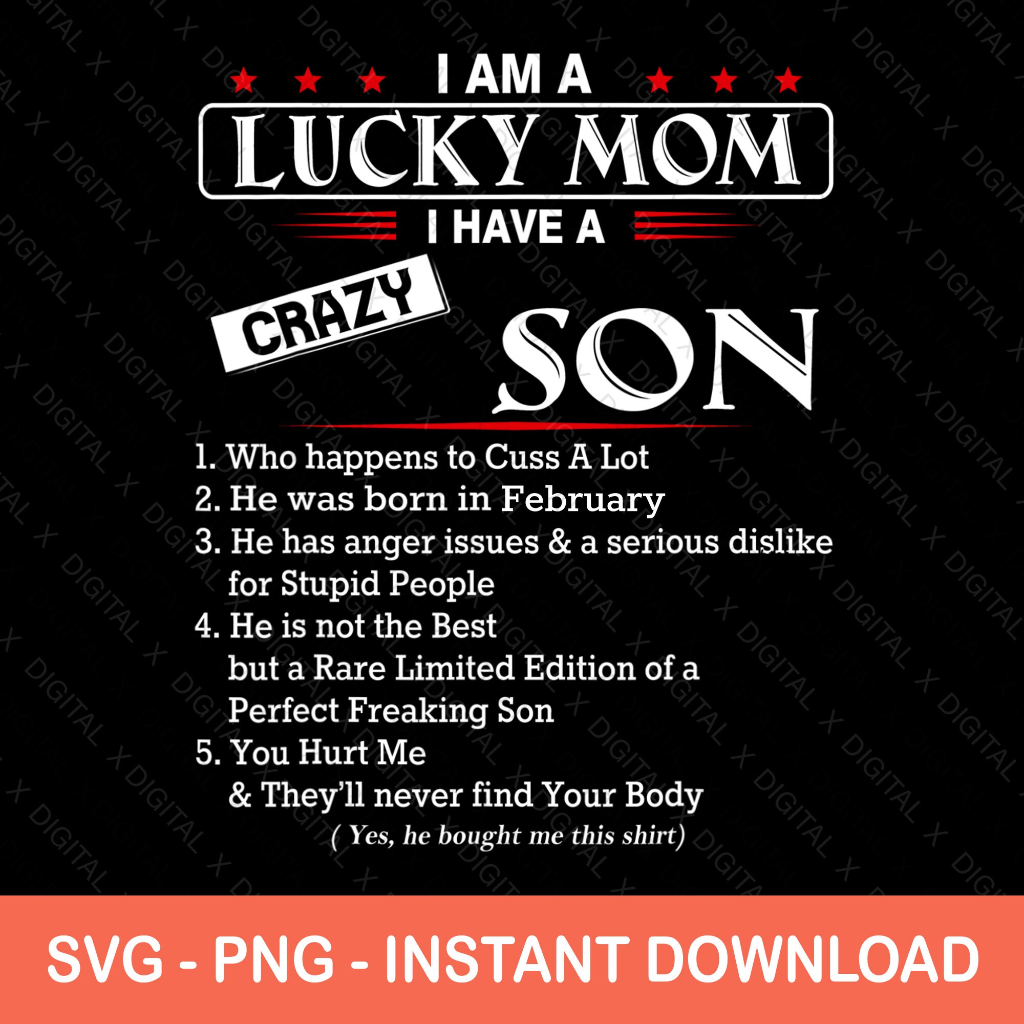 I Am A Lucky Mom I Have A Crazy Son February Svg February Son Etsy