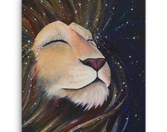 Stillness - mystischer Löwe Aslan inspirierte prophetische Kunst auf Leinwand
