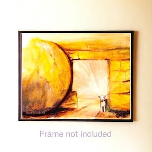 Risen - lamb of God leaving the empty tomb fine art Print by Sarah Camille Art
