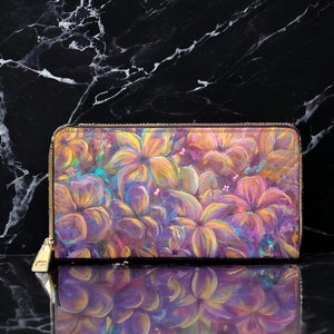 Cartera con cremallera de cuero vegano Flourish de Sarah Camille Art