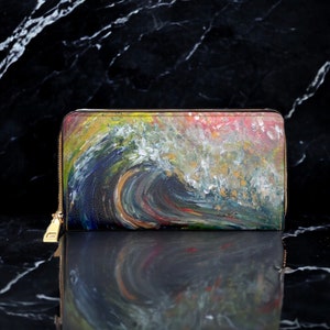 The Wave - Cartera de piel sintética con cremallera