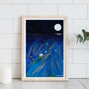 Moonlight Mermaid - Fine Art Poster Print by Sarah Camille Art