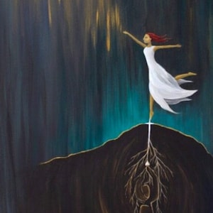 Arise and Shine - rising woman beauty from ashes rooted in Christ fine art spiritual prophetic painting Print by Sarah Camille Art