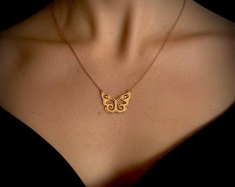 Gold plated butterfly necklace Out of the Wilderness by Sarah Camille Art