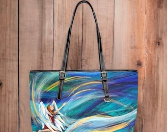 Winds of Change angel of faith PU Leather Shoulder Bag by Sarah Camille Art