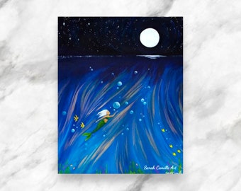 Moonlight Mermaid - Fine Art Poster Print