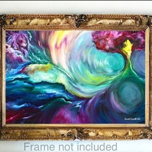 Revelations - woman in tree of life lion of judah and lamb among the storm prophetic art fine art poster print by Sarah Camille Art