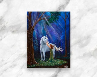 The Unicorn - Fine Art Fantasy Poster Print horse and girl by Sarah Camille Art