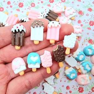 5/10 sortidas sorvete picolé flatback resina charme decoden artesanato cartão arco pingente jóias diy reino unido (sem gancho)