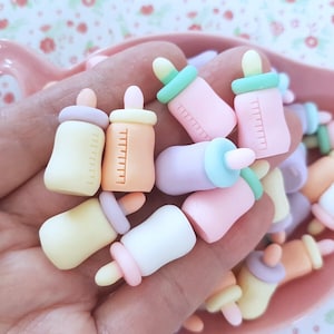 3/6 Kawaii Pastel Mini Baby Melk Fles 3D Hars Poppenhuis Accessoires Cabochon Craft Decoden Charms DIY * GEEN Haak *